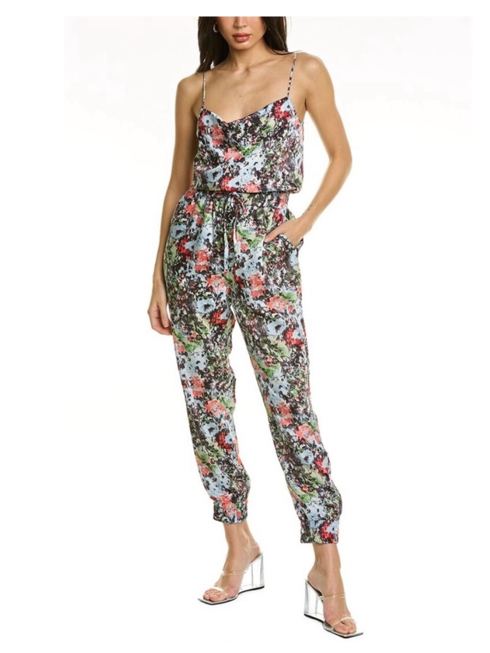 Cinq A’ Sept Finnley Impressionist Spaghetti-Strap Floral Jumpsuit extra small